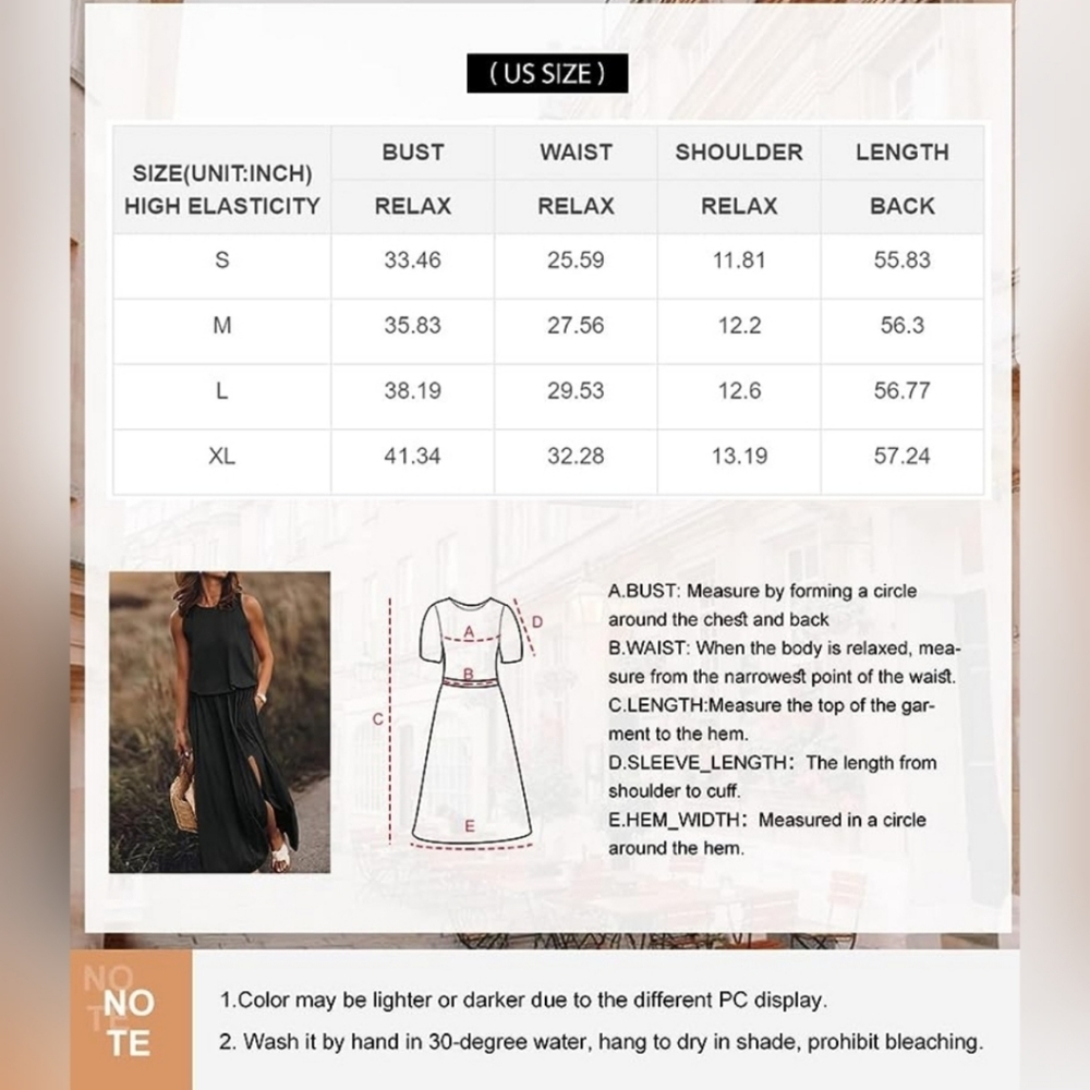 💚Summer Beach Dresses Casual Maxi Dresses Sleeveless Tank Sun Dress with Pocket - Picture 4 of 5